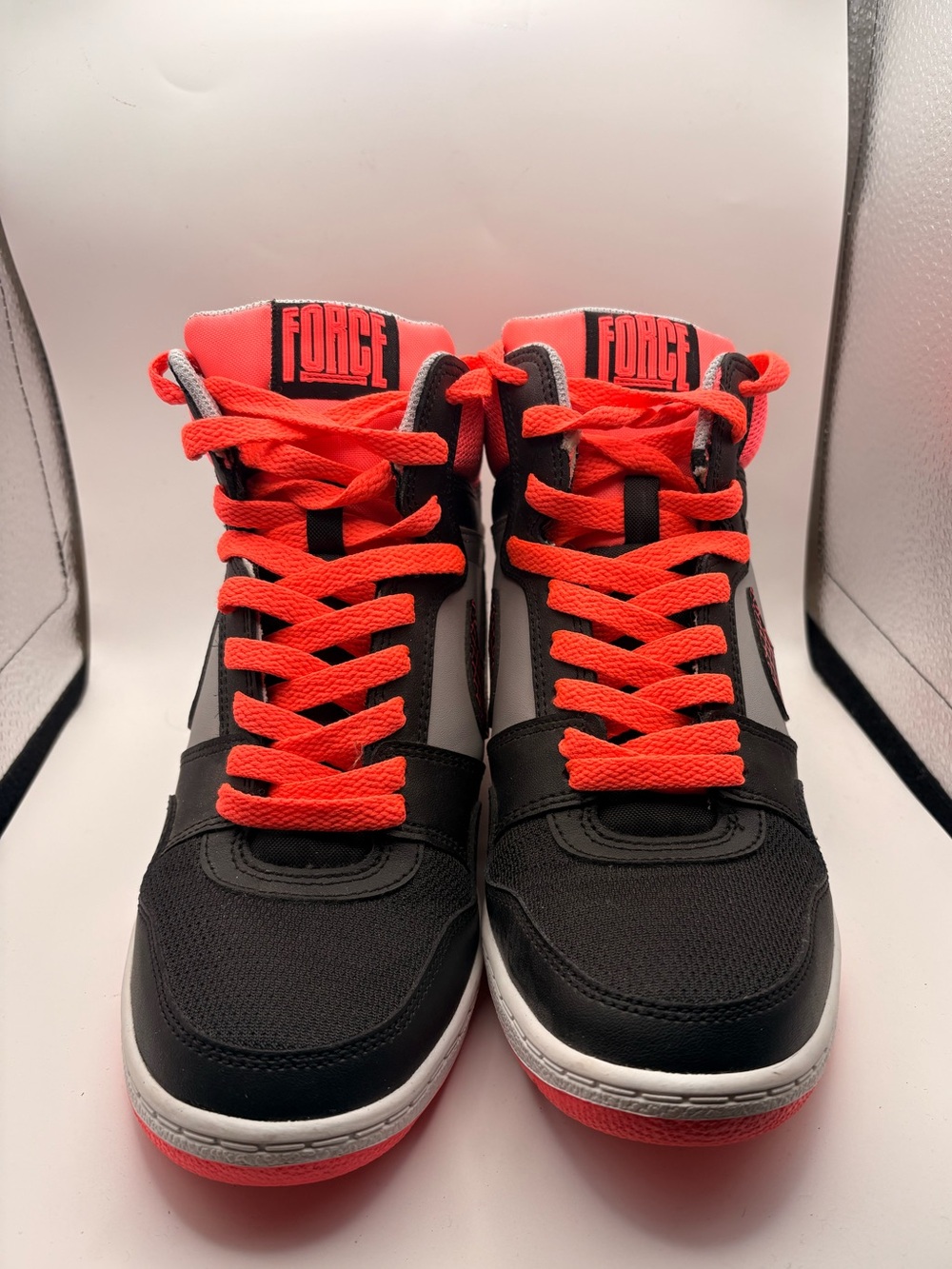 Force High-Top Athletic Sneakers in Black & Neon Orange